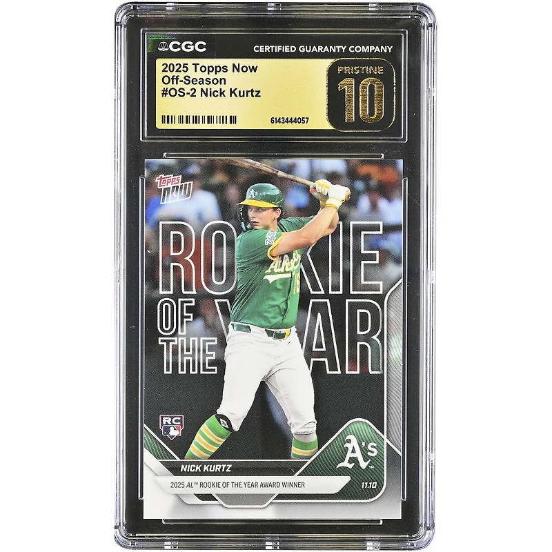 Nick Kurtz Athletics 2025 Topps Now '25 AL Rookie of the Year Award Winner Off-Season #OS-2 CGC Authenticated PRISTINE 10 Rookie Card