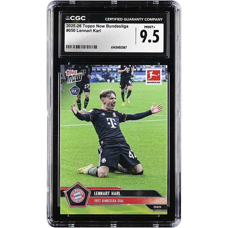 Lennart Karl Bayern Munich 2025-26 Topps Now Bundesliga First Bundesliga Goal #50 CGC Authenticated Rookie Card
