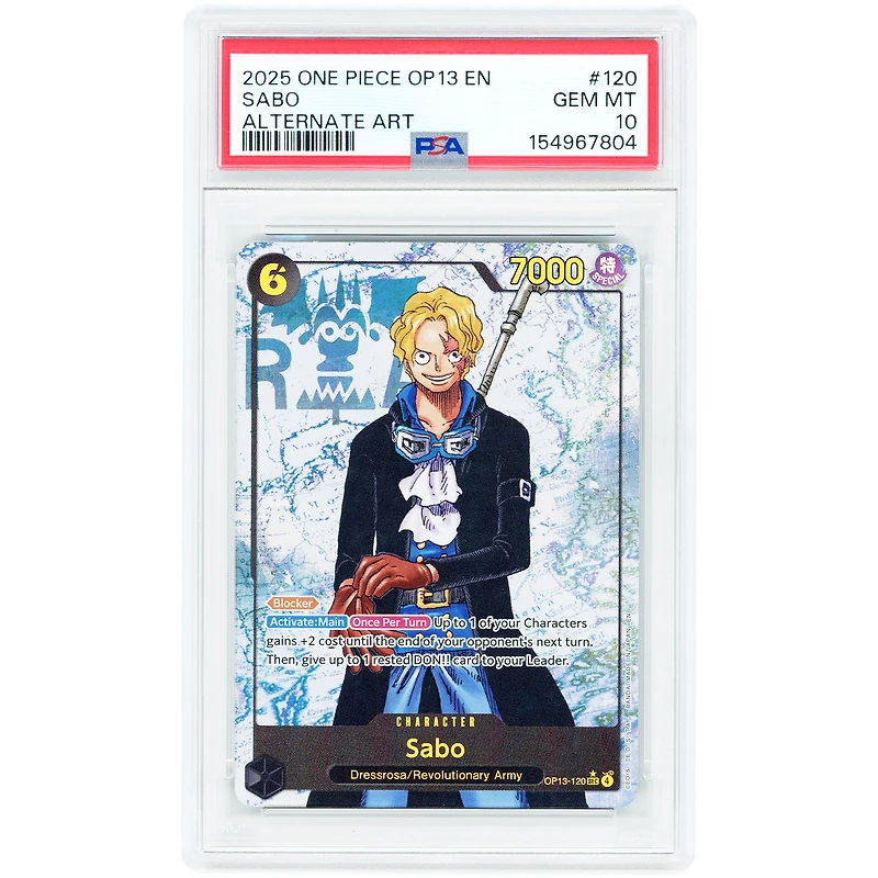 Sabo 2025 One Piece OP13 Alternate Art #120 PSA Authenticated 10 Card