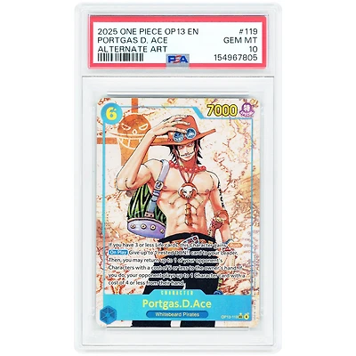 Portgas D. Ace 2025 One Piece OP13 Alternate Art #119 PSA Authenticated 10 Card