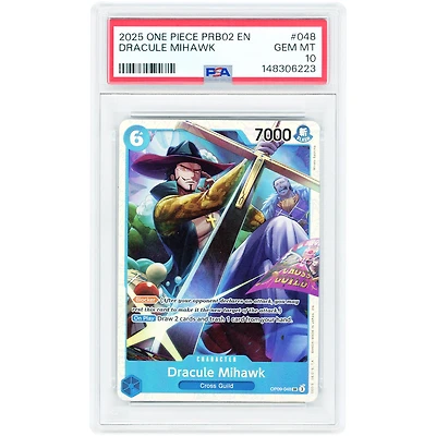 Dracule Mihawk 2025 One Piece OP09 Super Rare #048 PSA Authenticated 10 Card