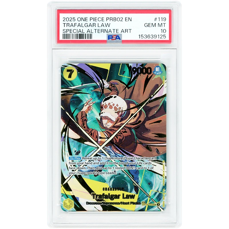 Trafalgar Law 2025 One Piece PRB02 Special Alternate Art #119 PSA Authenticated 10 Card