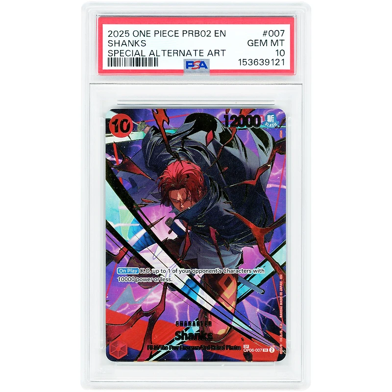 Shanks 2025 One Piece PRB02 Special Alternate Art #007 PSA Authenticated 10 Card