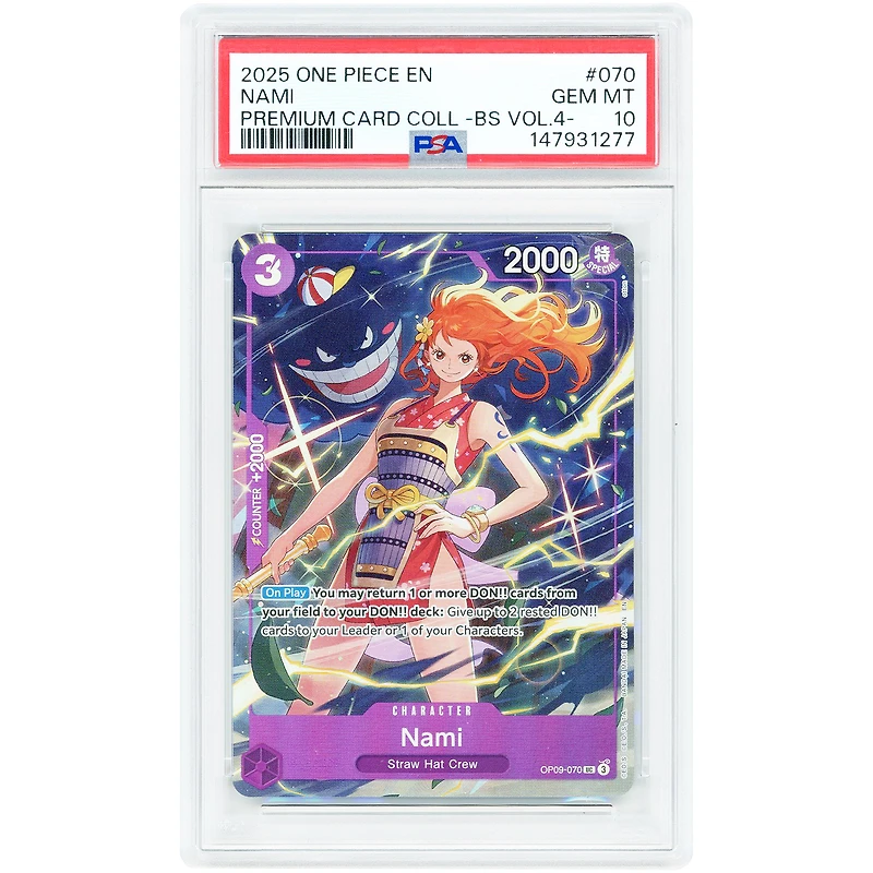 Nami 2025 One Piece Premium Card Collection Promo Card #070 PSA Authenticated 10 Card