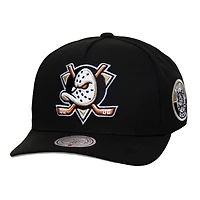 Men's Mitchell & Ness Black Anaheim Ducks Double Clutch Pro Pinch Snapback Hat