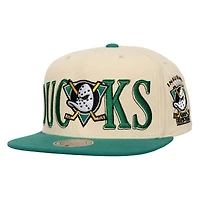 Men's Mitchell & Ness Cream Anaheim Ducks Across the Board Snapback Hat