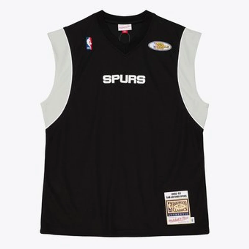 Men's Mitchell & Ness Black San Antonio Spurs 2002-03 Black Authentic Sleeveless Shooting Shirt