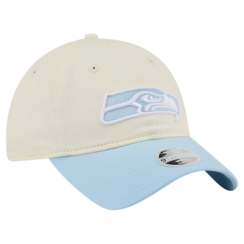Women's New Era Cream/Coastal Blue Seattle Seahawks 9TWENTY Adjustable Hat