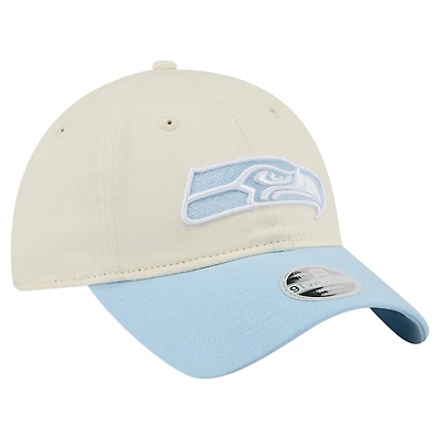 Women's New Era Cream/Coastal Blue Seattle Seahawks 9TWENTY Adjustable Hat
