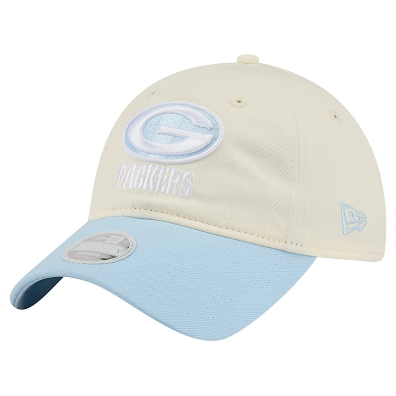 Women's New Era Cream/Coastal Blue Green Bay Packers 9TWENTY Adjustable Hat