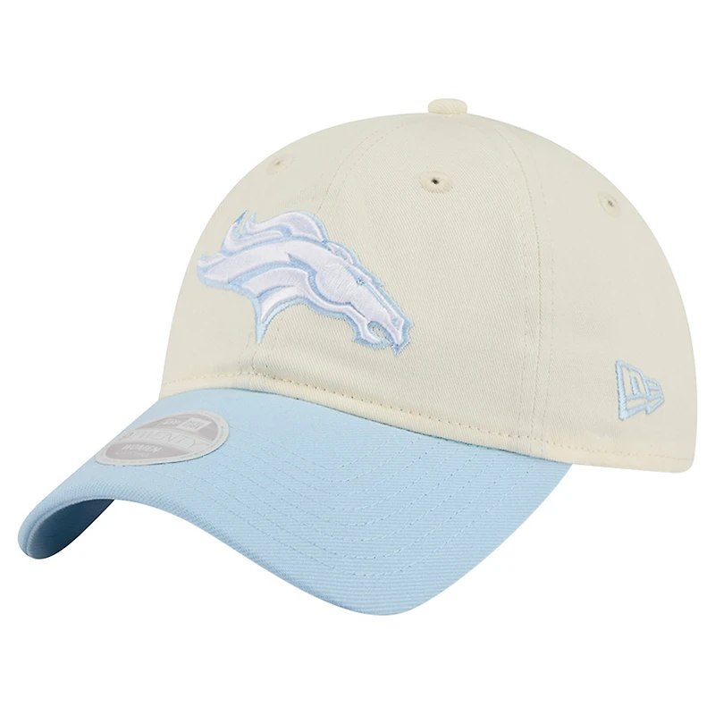 Women's New Era Cream/Coastal Blue Denver Broncos 9TWENTY Adjustable Hat