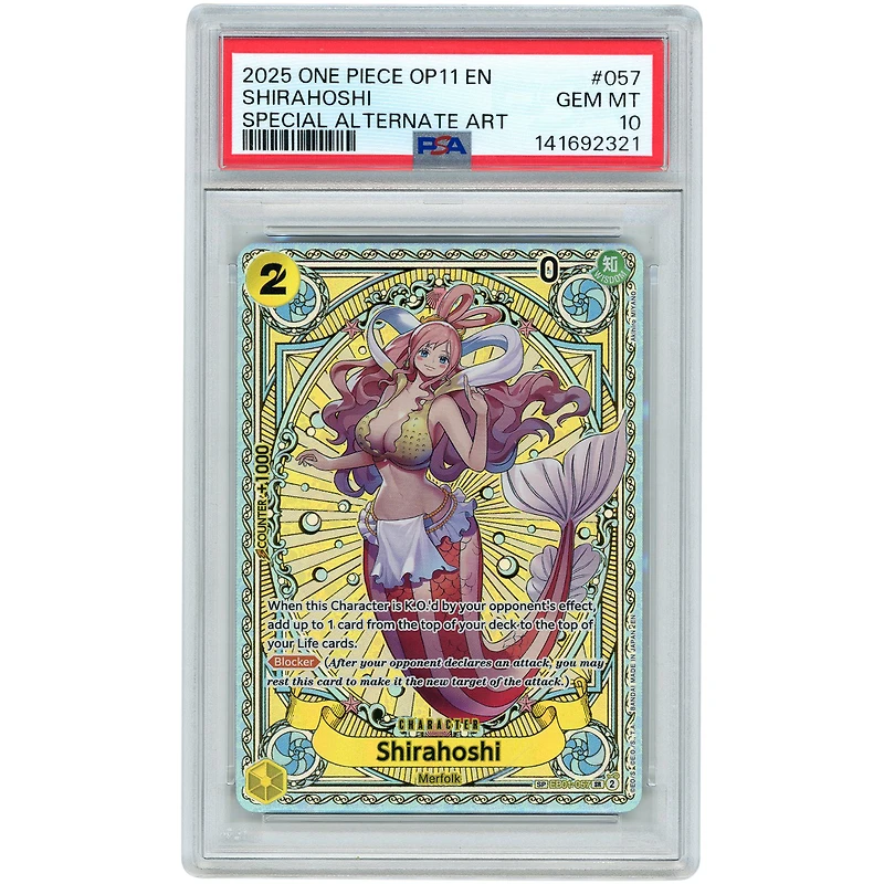 Shirahoshi 2025 One Piece A Fist of Divine Speed Special Alternate Art #EB01-057 PSA Authenticated 10 Card