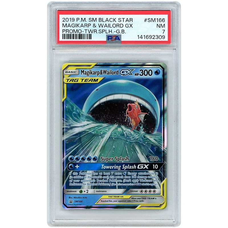 Magikarp & Wailord GX 2019 Pokemon Sun & Moon Promo #SM166 PSA Authenticated 7 Card