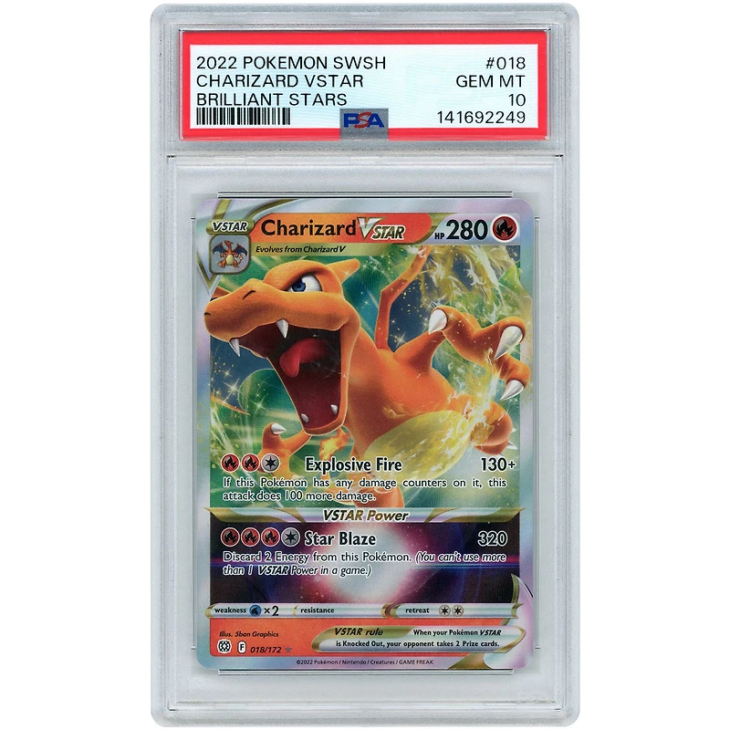 Charizard VSTAR 2022 Pokemon Brilliant Stars Ultra Rare #18 PSA Authenticated 10 Card