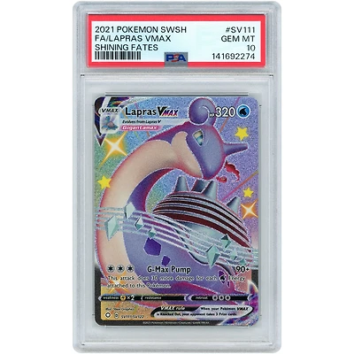 Lapras VMAX 2021 Pokemon Shining Fates Full Art Shiny Holo Rare #SV111 PSA Authenticated 10 Card