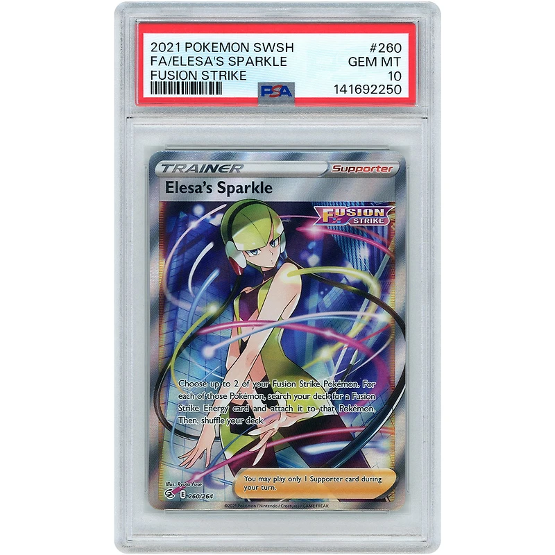 Elesa's Sparkle 2021 Pokemon Fusion Strike Full Art #260 PSA Authenticated 10 Card