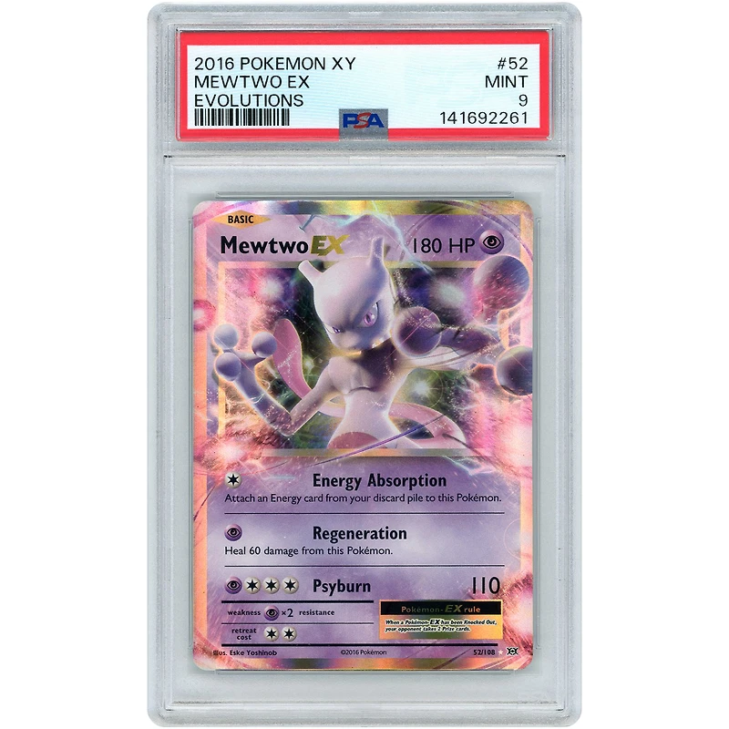 Mewtwo EX 2016 Pokemon Evolutions Ultra Rare #52 PSA Authenticated 9 Card