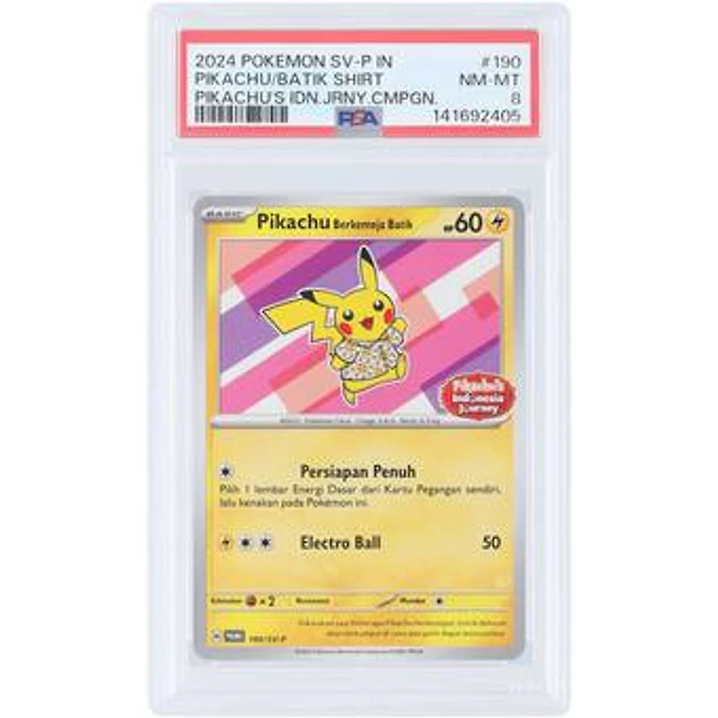 Indonesian Pikachu Berkemeja Batik CC01PK0 2024 Pokemon Scarlet & Violet Promo #190 PSA Authenticated 8 Card