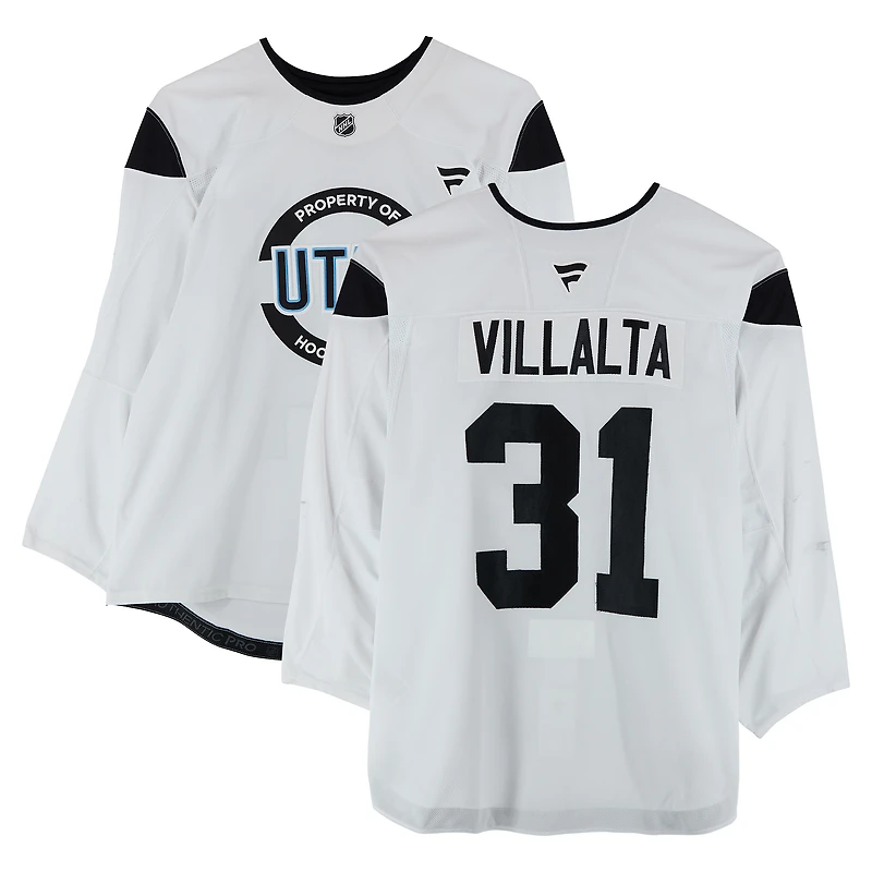 Matt Villalta Utah Hockey Club Practice-Used #31 White Authentic Pro Jersey from the 2024-25 NHL Season