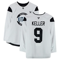 Clayton Keller Utah Hockey Club Practice-Used #9 White Authentic Pro Jersey from the 2024-25 NHL Season