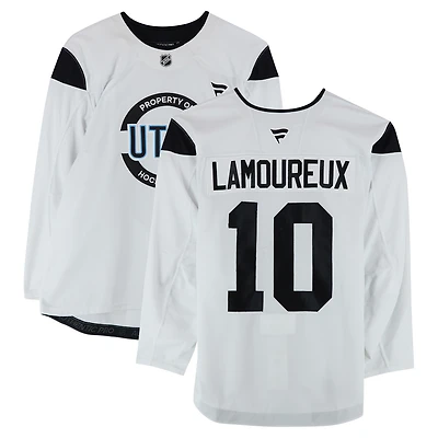 Maveric Lamoureux Utah Hockey Club Practice-Used #10 White Authentic Pro Jersey from the 2024-25 NHL Season