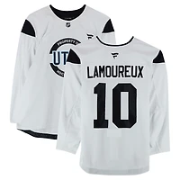 Maveric Lamoureux Utah Hockey Club Practice-Used #10 White Authentic Pro Jersey from the 2024-25 NHL Season