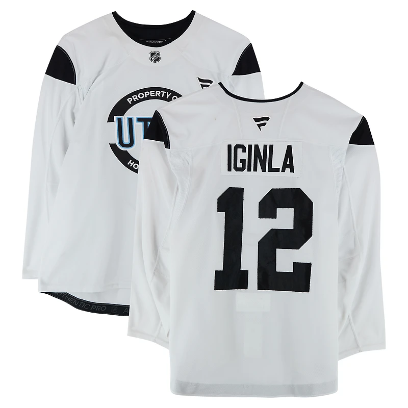 Tij Iginla Utah Hockey Club Practice-Used #12 White Authentic Pro Jersey from the 2024-25 NHL Season