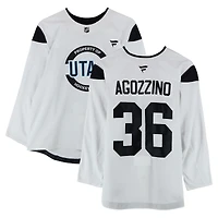 Andrew Agozzino Utah Hockey Club Practice-Used #36 White Authentic Pro Jersey from the 2024-25 NHL Season
