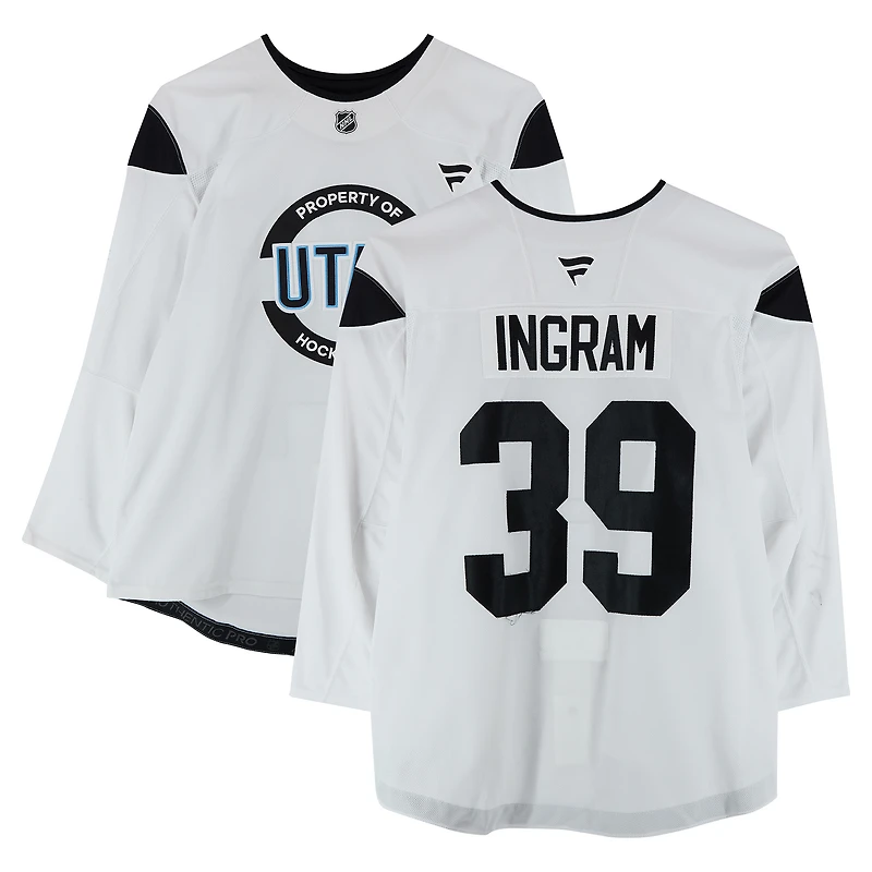 Connor Ingram Utah Hockey Club Practice-Used #39 White Authentic Pro Jersey from the 2024-25 NHL Season
