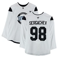 Mikhail Sergachev Utah Mammoth Practice-Used #98 White Jersey from the 2024-25 NHL Season