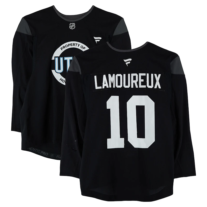 Maveric Lamoureux Utah Mammoth Practice-Used #10 Black Jersey from the 2024-25 NHL Season