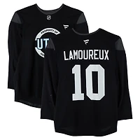Maveric Lamoureux Utah Mammoth Practice-Used #10 Black Jersey from the 2024-25 NHL Season