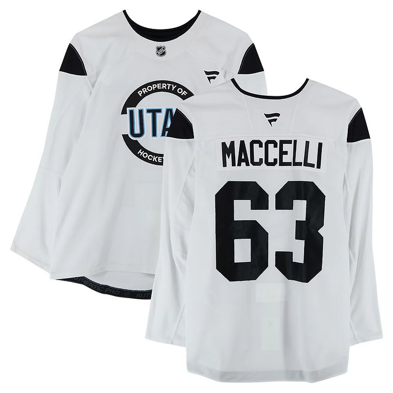 Matias Maccelli Utah Hockey Club Practice-Used #63 White Authentic Pro Jersey from the 2024-25 NHL Season