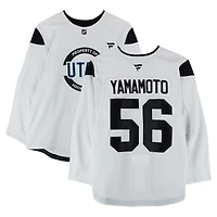 Kailer Yamamoto Utah Hockey Club Practice-Used #56 White Authentic Pro Jersey from the 2024-25 NHL Season