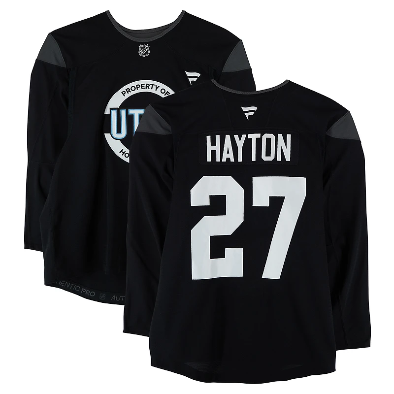 Barrett Hayton Utah Mammoth Practice-Used #27 Black Jersey from the 2024-25 NHL Season
