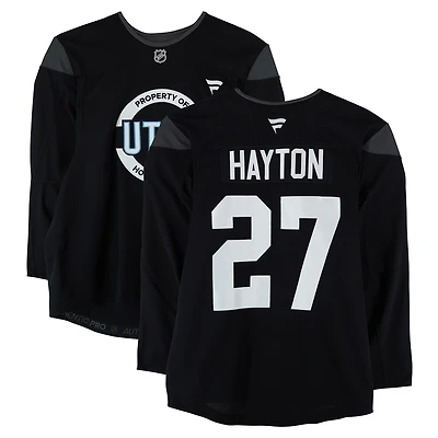 Barrett Hayton Utah Mammoth Practice-Used #27 Black Jersey from the 2024-25 NHL Season