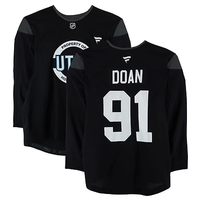 Josh Doan Utah Mammoth Practice-Used #91 Black Jersey from the 2024-25 NHL Season
