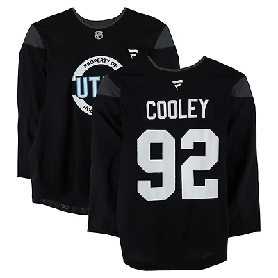 Logan Cooley Utah Mammoth Practice-Used #92 Black Jersey from the 2024-25 NHL Season