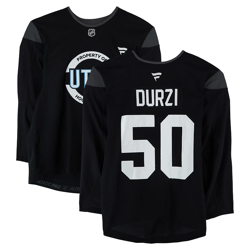 Sean Durzi Utah Mammoth Practice-Used #50 Black Jersey from the 2024-25 NHL Season
