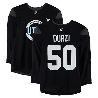 Sean Durzi Utah Mammoth Practice-Used #50 Black Jersey from the 2024-25 NHL Season