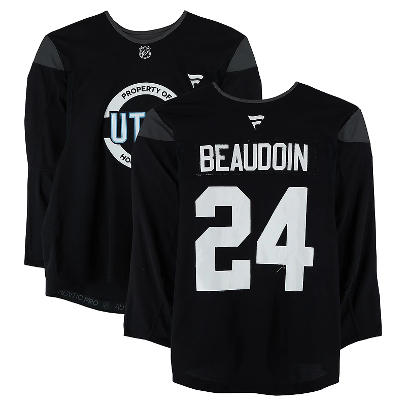 Cole Beaudoin Utah Mammoth Practice-Used #24 Black Jersey from the 2024-25 NHL Season