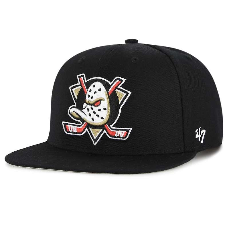 Men's '47 Black Anaheim Ducks No Shot Captain Snapback Hat