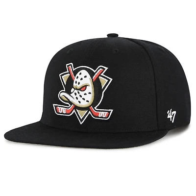 Men's '47 Black Anaheim Ducks No Shot Captain Snapback Hat