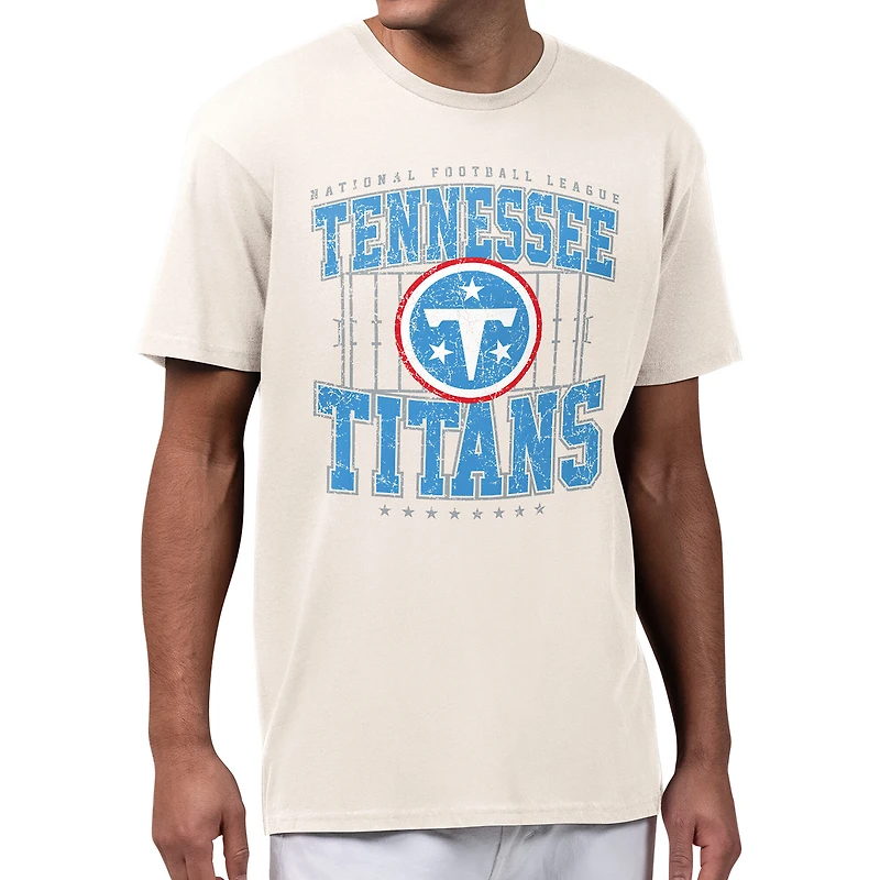 Men's Starter Cream Tennessee Titans Distressed Field T-Shirt