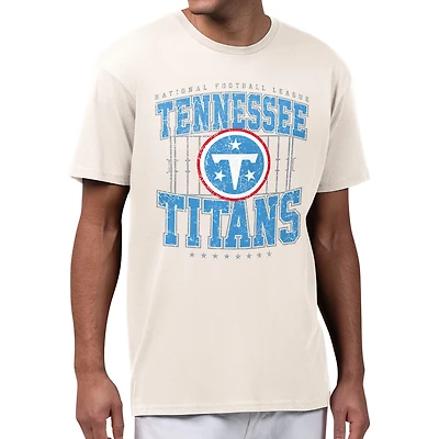 Men's Starter Cream Tennessee Titans Distressed Field T-Shirt