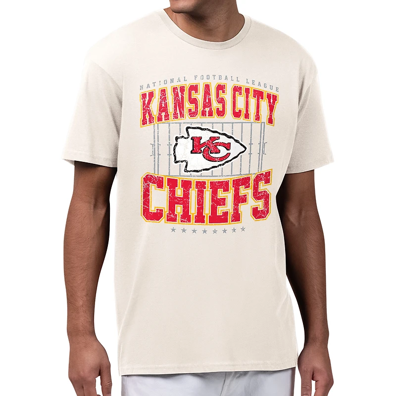 Men's Starter Cream Kansas City Chiefs Distressed Field T-Shirt