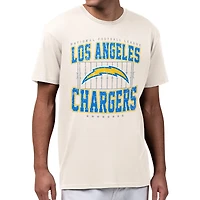 Men's Starter Cream Los Angeles Chargers Distressed Field T-Shirt