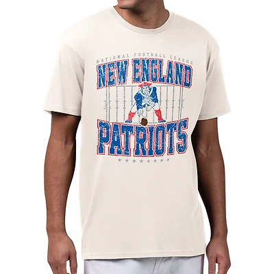 Men's Starter Cream New England Patriots Distressed Field T-Shirt
