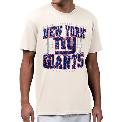 Men's Starter Cream New York Giants Distressed Field T-Shirt