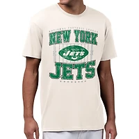 Men's Starter Cream New York Jets Distressed Field T-Shirt